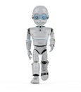 Cute robot with cartoon character walk Royalty Free Stock Photo